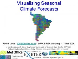 Visualising Seasonal Climate Forecasts Rachel Lowe rl 263exeter