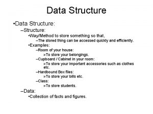 Data Structure Data Structure Structure WayMethod to store