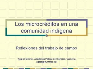 Los microcrditos en una comunidad indgena Reflexiones del