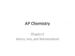 AP Chemistry Chapter 2 Atoms Ions and Nomenclature