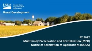 FY 2017 Multifamily Preservation and Revitalization MPR Notice