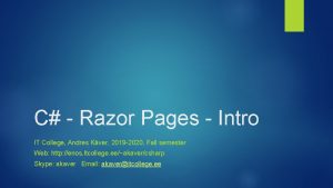 C Razor Pages Intro IT College Andres Kver