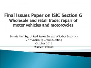 Final Issues Paper on ISIC Section G Wholesale