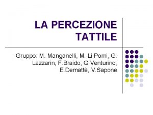 LA PERCEZIONE TATTILE Gruppo M Manganelli M Li