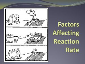 Factors Affecting Reaction Rate Why Many factors affect