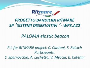 PROGETTO BANDIERA RITMARE SP SISTEMI OSSERVATIVI WP 3