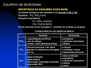 Equilbrio de cidobase IMPORT NCIA DO EQUILBRIO CIDOBASE