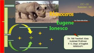 CC 11 Semester III Rhinoceros Eugene Ionesco An