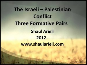 The Israeli Palestinian Conflict Three Formative Pairs Shaul