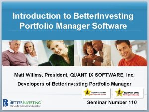 Introduction to Better Investing Portfolio Manager Software Matt