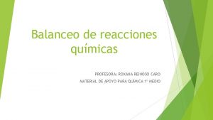 Balanceo de reacciones qumicas PROFESORA ROXANA REINOSO CARO