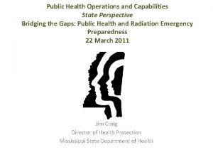 Public Health Operations and Capabilities State Perspective Bridging