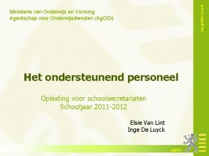 www agodi be Ministerie van Onderwijs en Vorming