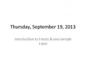 Thursday September 19 2013 Introduction to ttests onesample