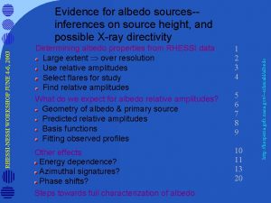 Determining albedo properties from RHESSI data Large extent