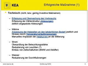 Erfolgreiche Manahme 1 Technisch nicht bzw gering Investive