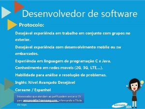 Desenvolvedor de software Protocolo Desejvel experincia em trabalho