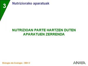 3 Nutriziorako aparatuak NUTRIZIOAN PARTE HARTZEN DUTEN APARATUEN