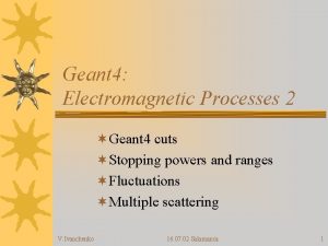 Geant 4 Electromagnetic Processes 2 Geant 4 cuts