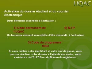 Activation du dossier tudiant et du courrier lectronique