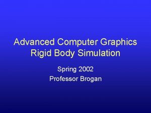 Advanced Computer Graphics Rigid Body Simulation Spring 2002