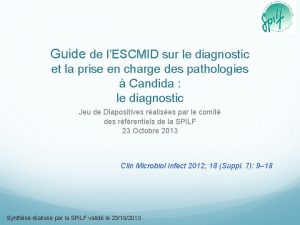 Guide de lESCMID sur le diagnostic et la