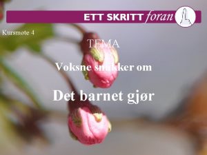 Kursmte 4 TEMA Voksne snakker om Det barnet