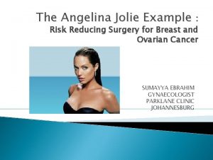 The Angelina Jolie Example Risk Reducing Surgery for