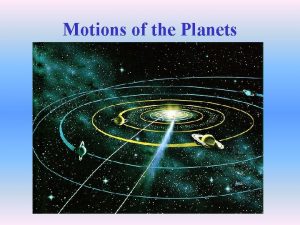 Motions of the Planets The Planets Rotation of