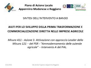 Piano di Azione Locale Appennino Modenese e Reggiano