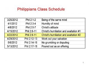 Philippians Class Schedule 1 Christs humiliation and exaltation