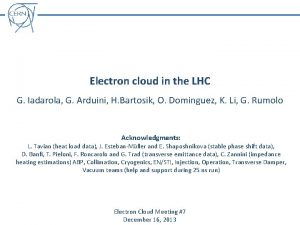 Electron cloud in the LHC G Iadarola G