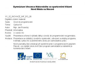 Gymnzium Vincence Makovskho se sportovnmi tdami Nov Msto