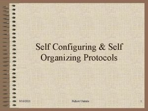 Self Configuring Self Organizing Protocols 9162021 Pallavi Unkule