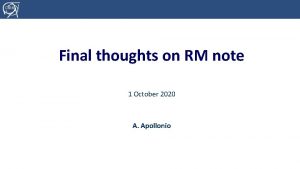 CERN Final thoughts on RM note AFT Why