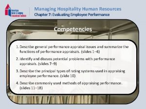 Managing Hospitality Human Resources Chapter 7 Evaluating Employee