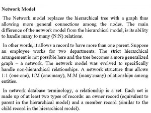 Network Model The Network model replaces the hierarchical