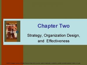 Chapter Two Strategy Organization Design and Effectiveness 2010