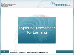 Exploring Assessment for Learning Page 1 www minedu