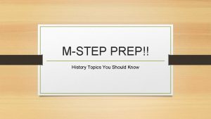 MSTEP PREP History Topics You Should Know Economy