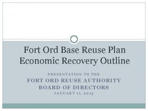 Fort Ord Base Reuse Plan Economic Recovery Outline