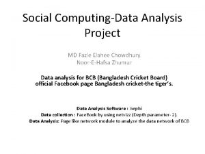 Social ComputingData Analysis Project MD Fazle Elahee Chowdhury
