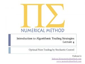 Introduction to Algorithmic Trading Strategies Lecture 4 Optimal