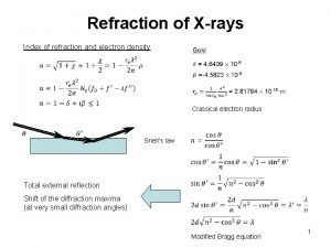 Refraction of Xrays Index of refraction and electron