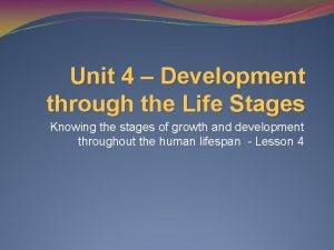 Unit 4 Development through the Life Stages Knowing
