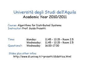 Universit degli Studi dellAquila Academic Year 20102011 Course