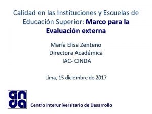 Calidad en las Instituciones y Escuelas de Educacin