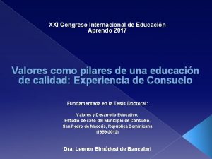 XXI Congreso Internacional de Educacin Aprendo 2017 Valores