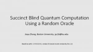 Succinct Blind Quantum Computation Using a Random Oracle