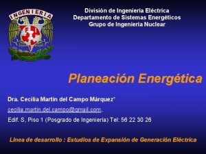 Divisin de Ingeniera Elctrica Departamento de Sistemas Energticos